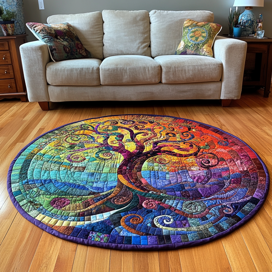 Mystical Forest Tree Quilted Round Mat NCU0VL1347