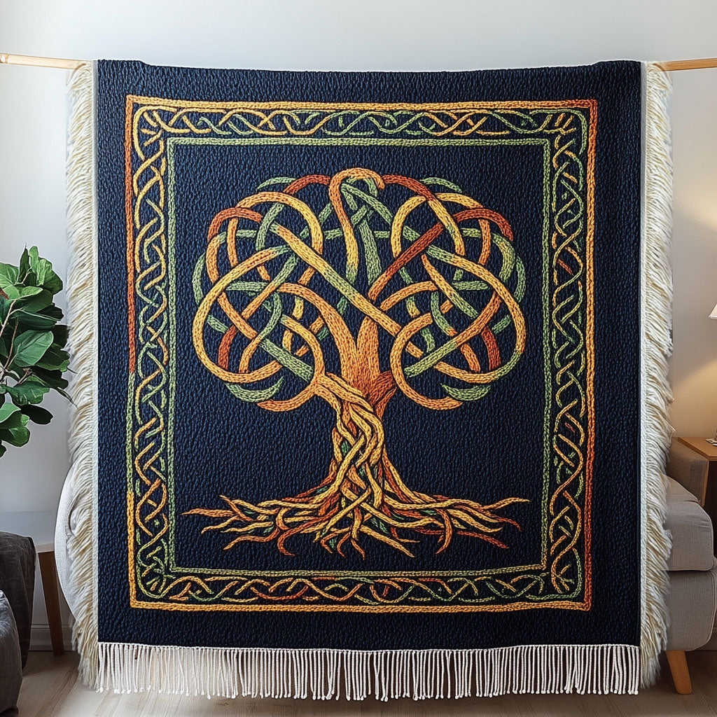 Mystical Knotted Tree Woven Sofa Blanket NCU0NT4779
