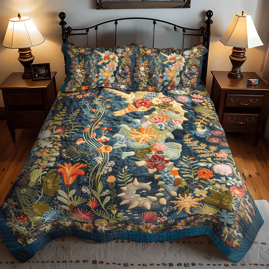 Mystical Seahorse 3-Piece Quilted Bedding Set NCU0TH1264