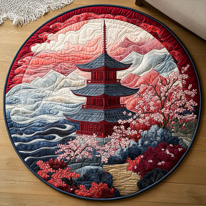 Mythic Japanese Pagoda Quilted Round Mat NCU0DV5573