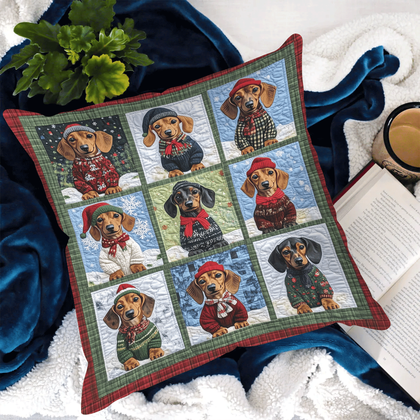 Doxie Winter Wishes Quilted Pillow Case NCU0TH1765