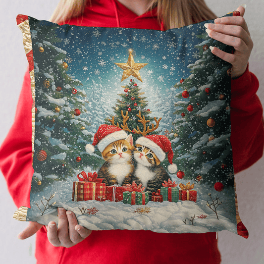 Purrfect Christmas Cats Quilted Pillow Case NCU0TL1983