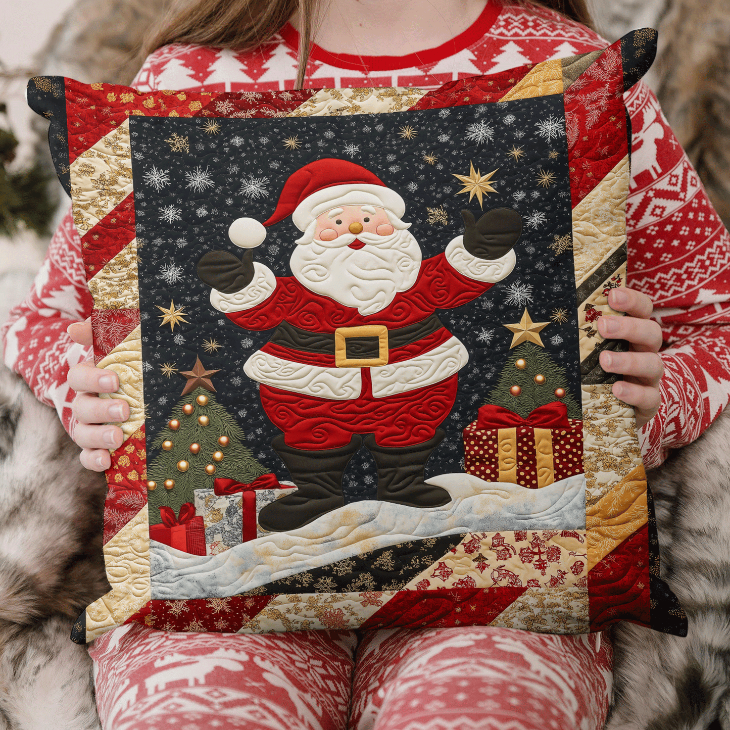 Santa Christmas Quilted Pillow Case NCU0TL1976