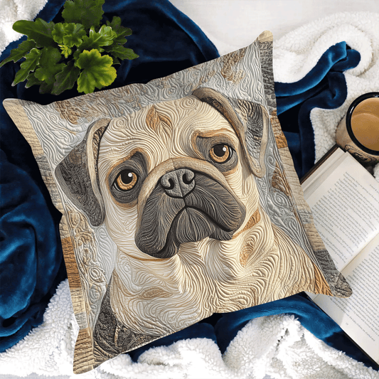 Adorable Pug Quilted Pillow Case NCU0TL1979