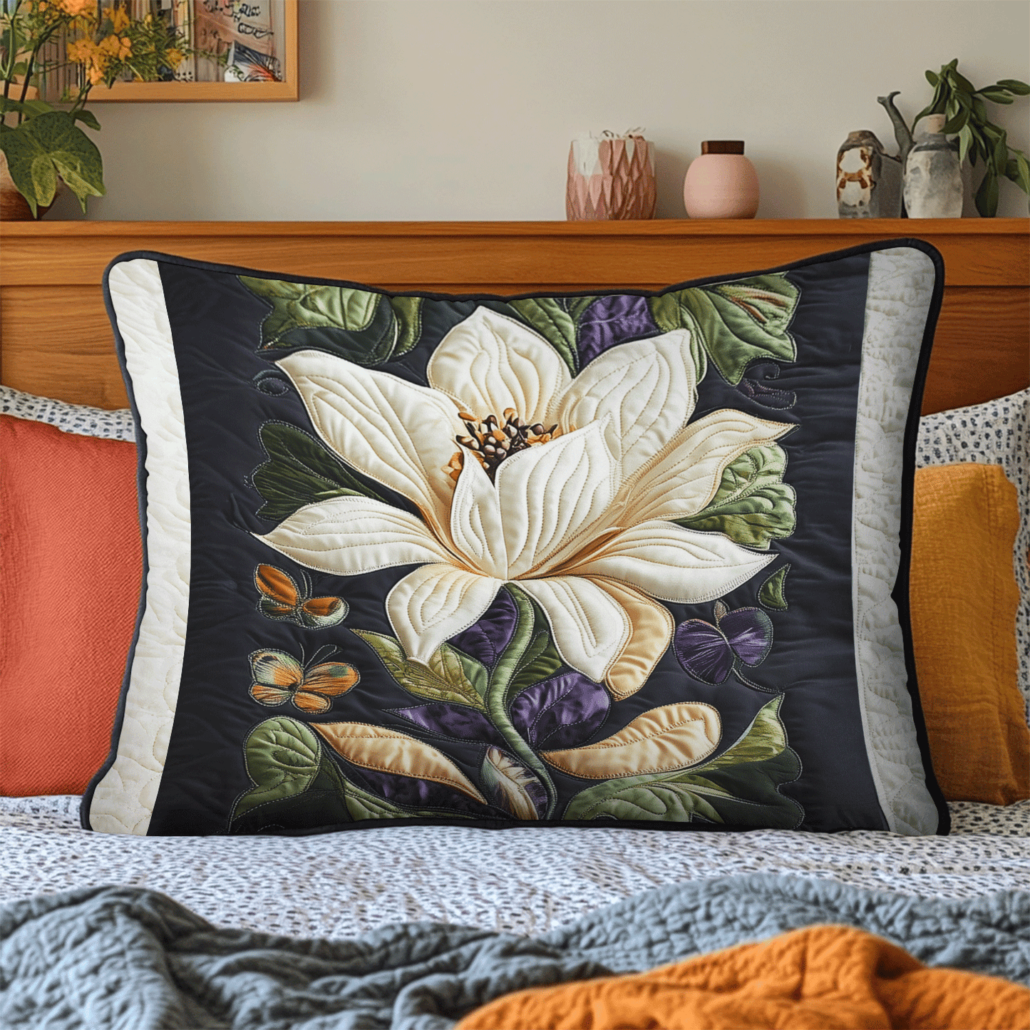 Floral Elegance Quilted Bedding Pillow Case NCU0VH3048