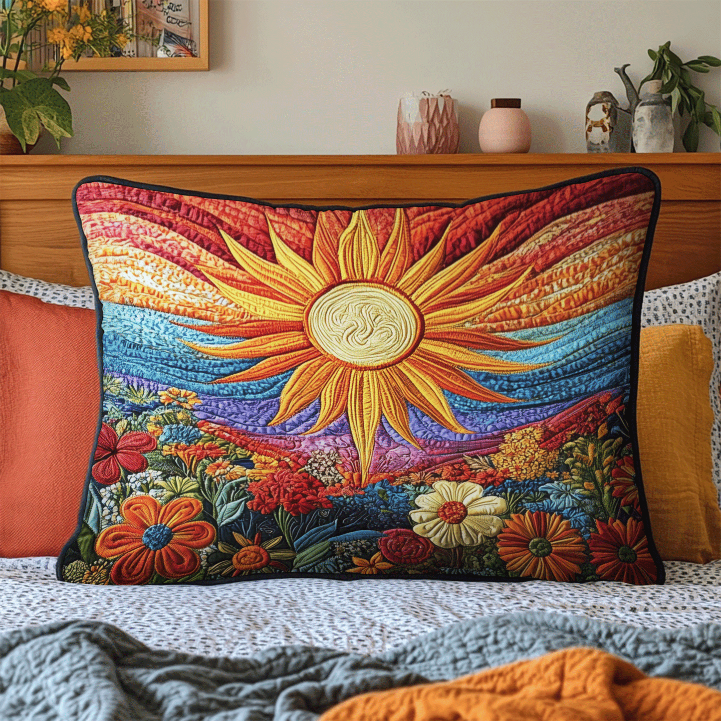Sunshine Bliss Quilted Bedding Pillow Case NCU0VH3787