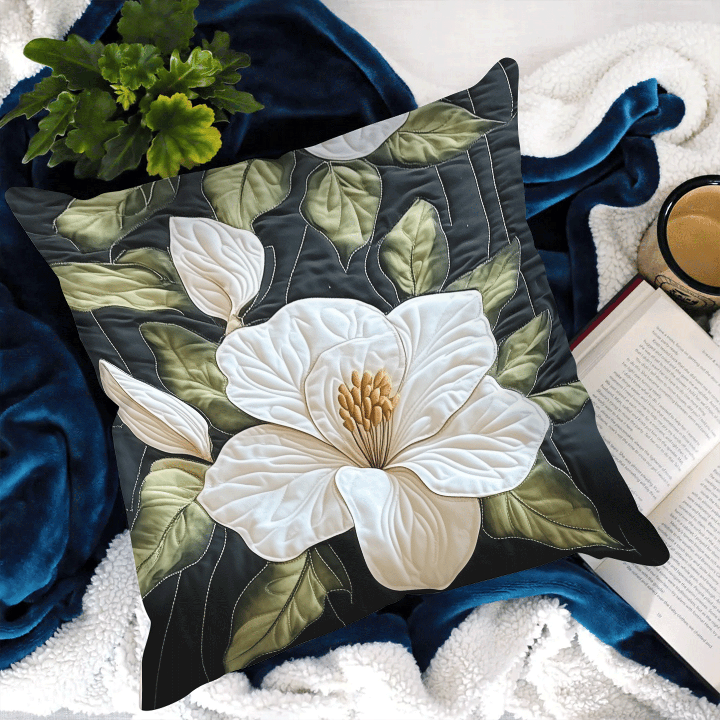 Magnolia Bloom Quilted Pillow Case NCU0VH3788