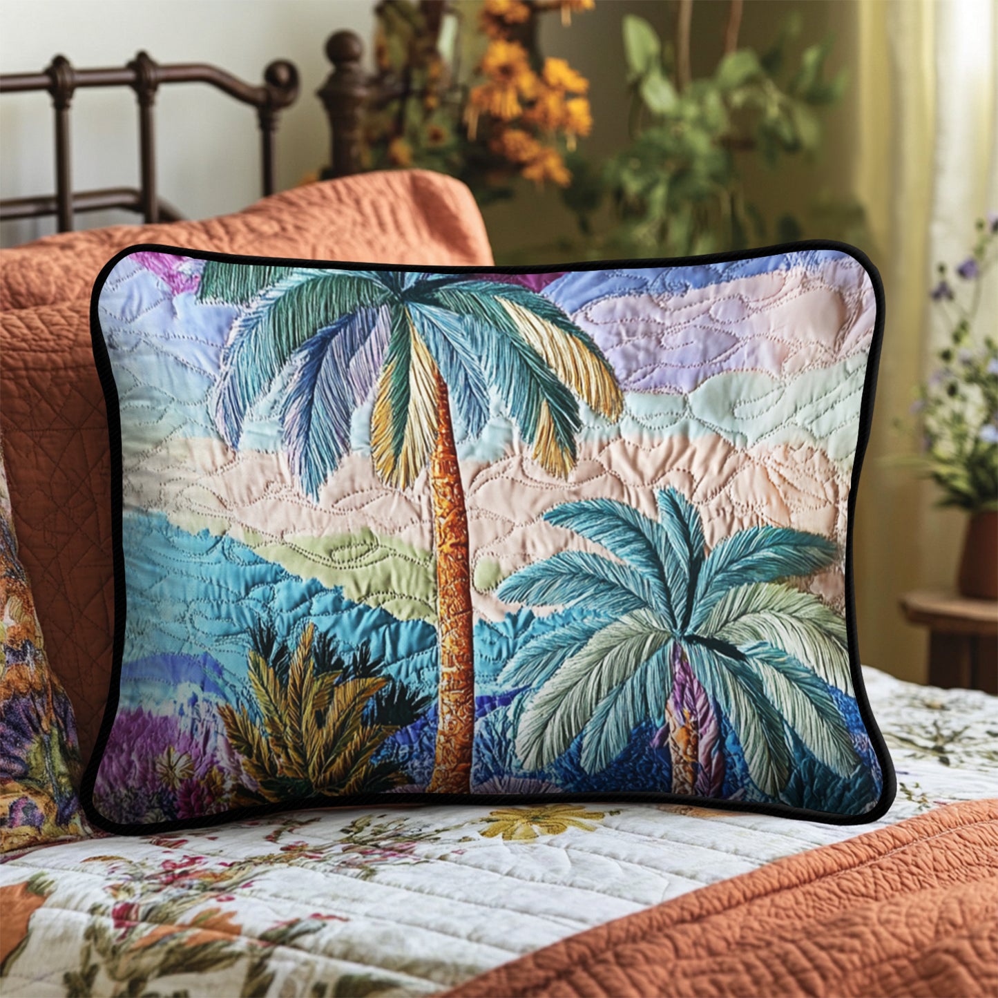 Sunset Palms Quilted Bedding Pillow Case NCU0VH4112