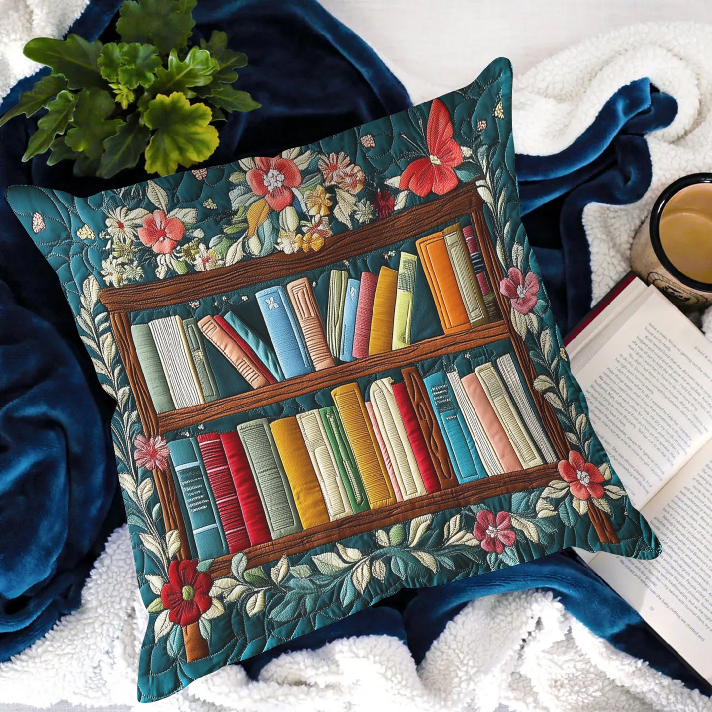 Bookworm Bliss Quilted Pillow Case NCU0VH4105