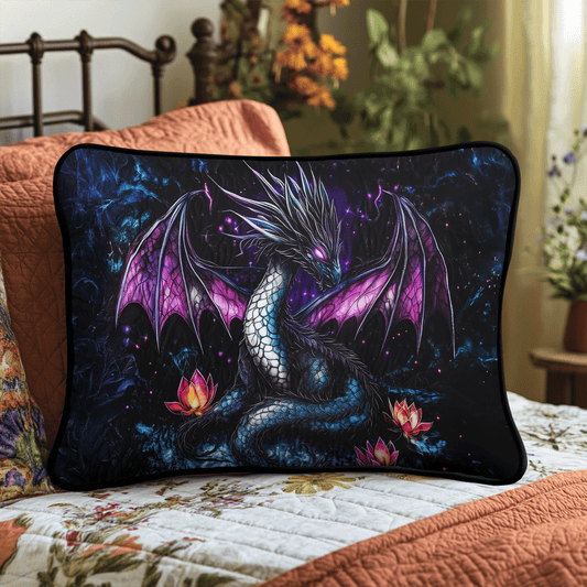Midnight Dragon Realm Quilted Bedding Pillow Case NCU0VL1171