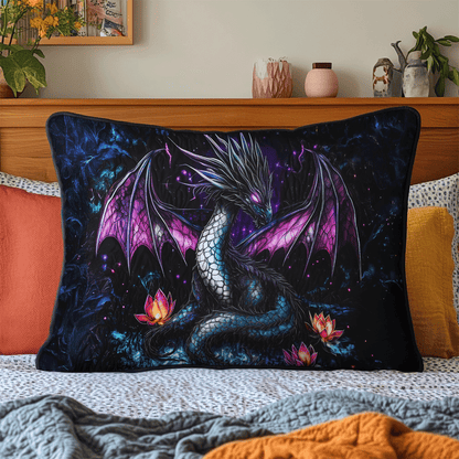 Midnight Dragon Realm Quilted Bedding Pillow Case NCU0VL1171