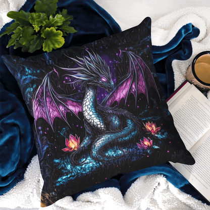 Midnight Dragon Realm Quilted Pillow Case NCU0VL1171