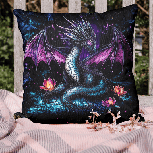 Midnight Dragon Realm Quilted Pillow Case NCU0VL1171