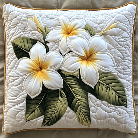 Serene Plumeria Quilted Pillow Case NCU0VL1988