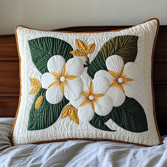 Serene Plumeria Quilted Bedding Pillow Case NCU0VL1988