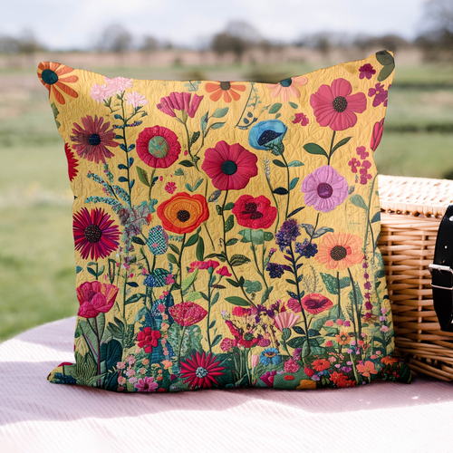 Kaleidoscopic Flowers Quilted Pillow Case NCU0VL389