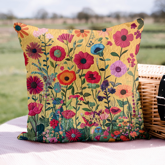 Kaleidoscopic Flowers Quilted Pillow Case NCU0VL389