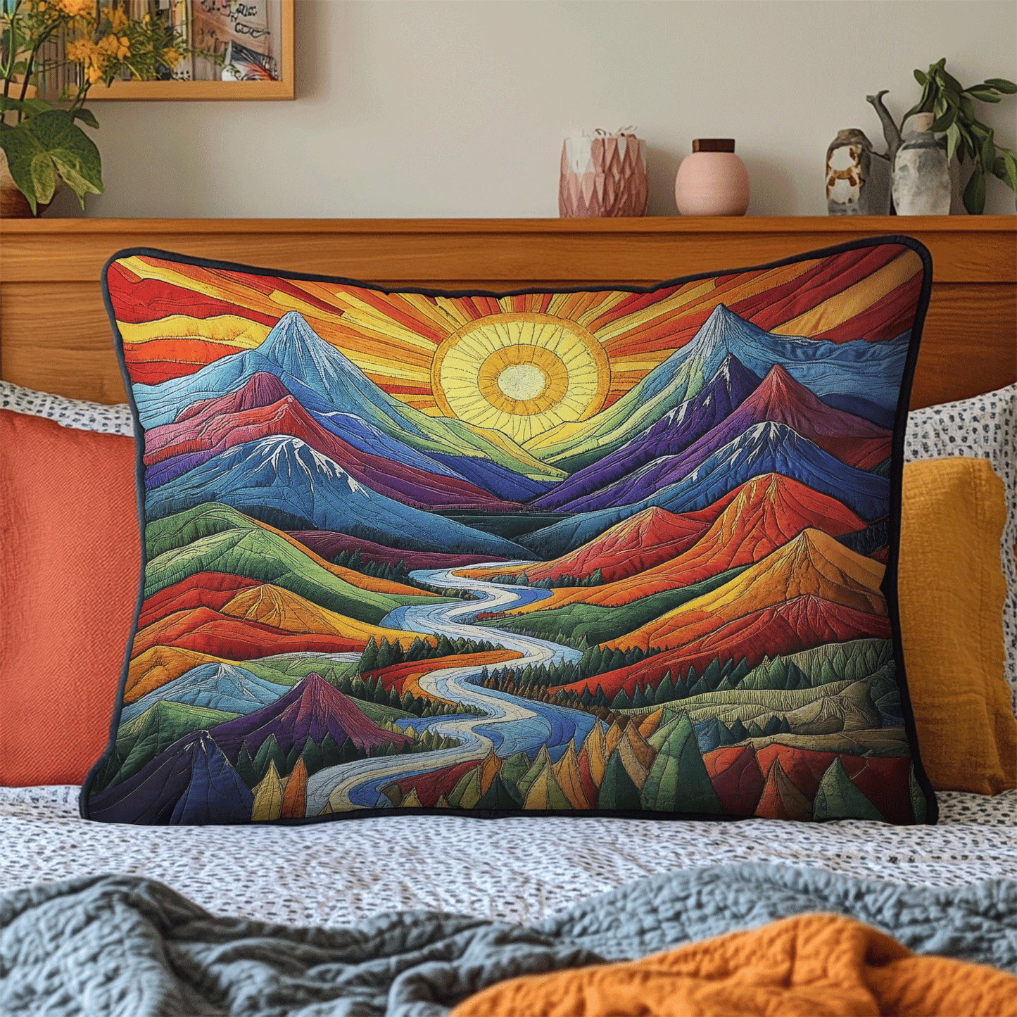 Mountain Glow Quilted Bedding Pillow Case NCU0VL926
