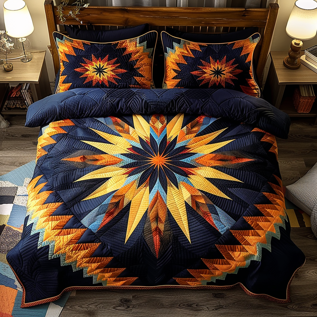 Native Starburst 3-Piece Quilted Bedding Set NCU0TH617