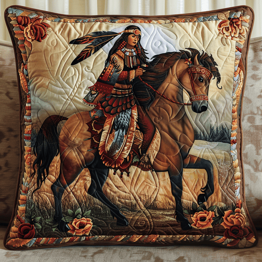 Native American Horse Quilted Pillow Case NCU0PD233