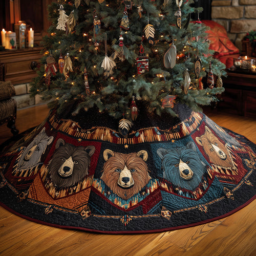 Native Bear Tribe Christmas Quilted Tree Skirt NCU0TH3871