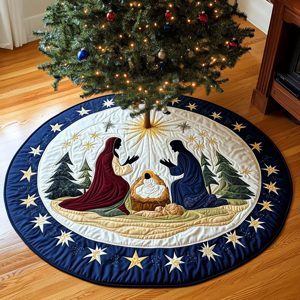 Nativity Quilted Christmas Tree Skirt NCU0DV1166