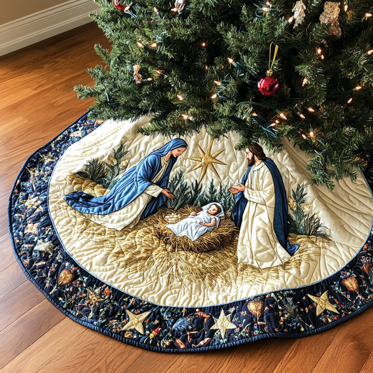 Nativity Radiance Christmas Quilted Tree Skirt NCU0VH111