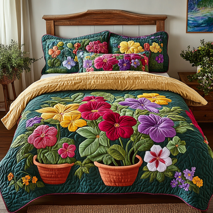 Nature Bloom 3-Piece Quilted Bedding Set NCU0VH3227