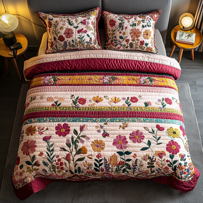 Nature Bouquet 3-Piece Quilted Bedding Set NCU0DK5641