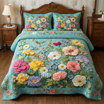 Nature Garden 3-Piece Quilted Bedding Set NCU0NT12226