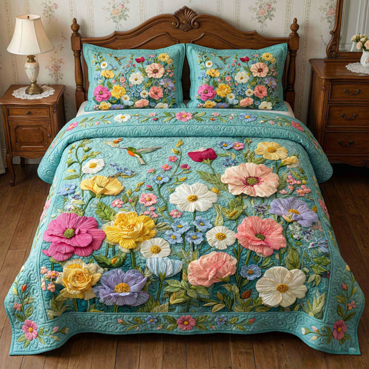Nature Garden 3-Piece Quilted Bedding Set NCU0NT12226