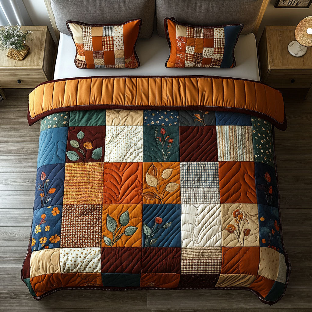 Nature's Threads Patchwork Nature Patchwork 3-Piece Quilted Bedding Set NCU0NT4057 – Vantique