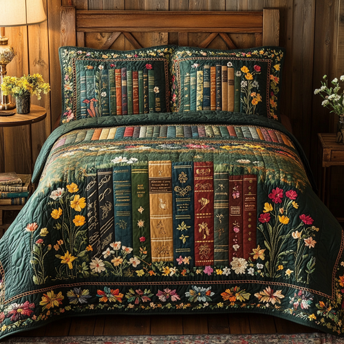 Nature Reads 3-Piece Quilted Bedding Set NCU0VL2551