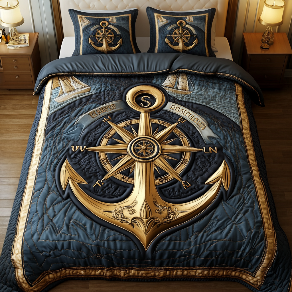 Nautical Dreams 3-Piece Quilted Bedding Set NCU0VH1761