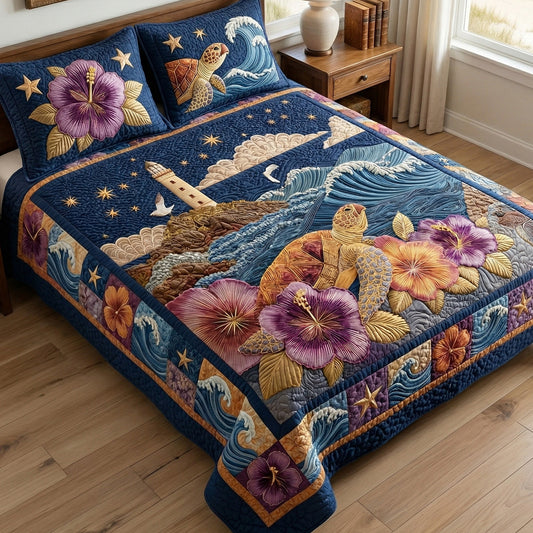 Nautical Night 3-Piece Quilted Bedding Set NCU0NT12704