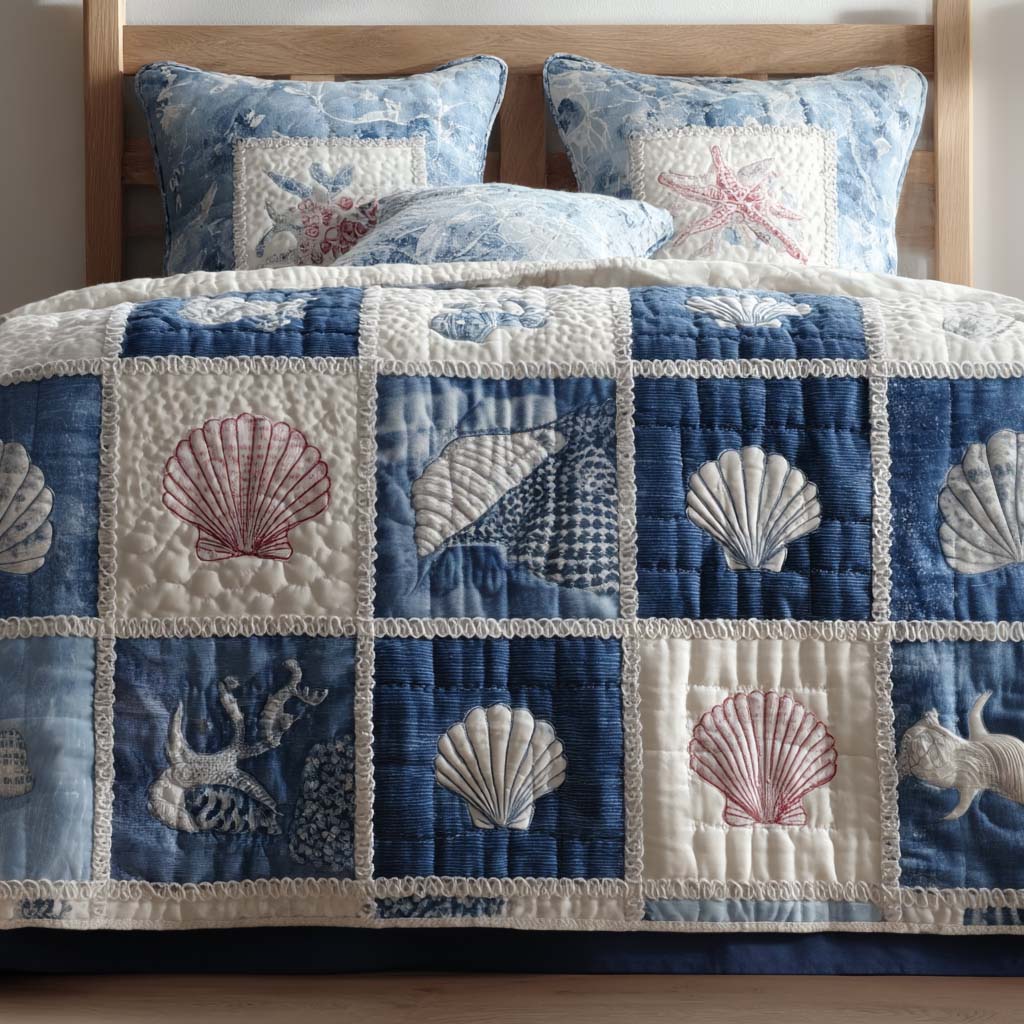 Nautical Patchwork 3-Piece Quilted Bedding Set NCU0XD2234