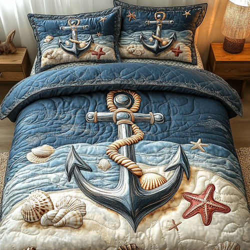 Nautical Tranquility 3-Piece Quilted Bedding Set NCU0VL878