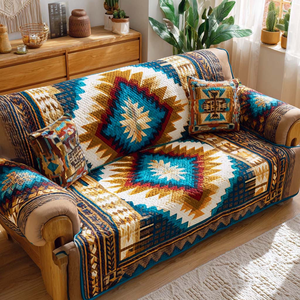 Navajo Gem Diamond Quilted Sofa Cover NCU0XD1841