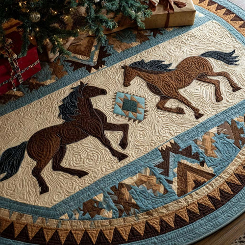 Navajo Horse Christmas Quilted Tree Skirt NCU0NT11221
