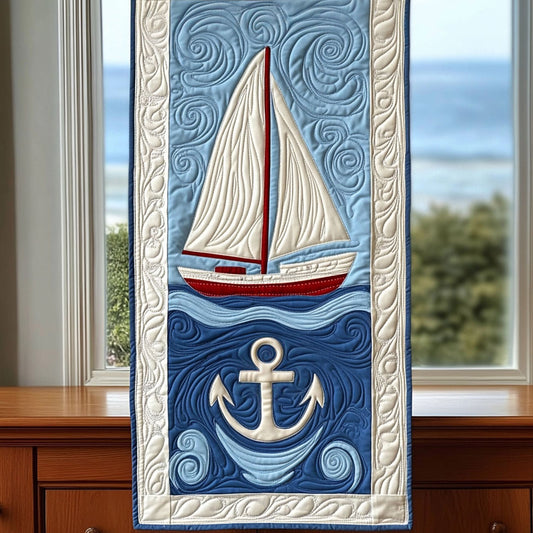 Navigating Waves Quilted Table Runner NCU0PT5873