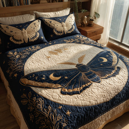 Navy Moth 3-Piece Quilted Bedding Set NCU0VL3758