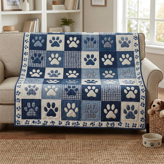 Navy Paws Quilted Blanket NCU0TV1990