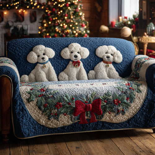 Navy Poodle Berry Quilted Sofa Cover NCU0HH1286