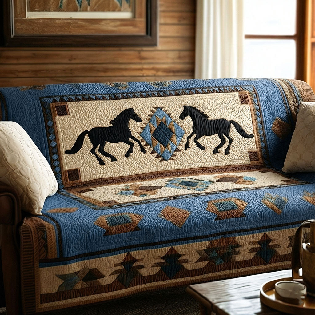 Navy Sand Wild Harmony Quilted Sofa Cover NCU0NT11939