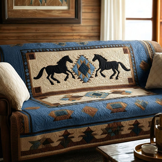 Navy Sand Wild Harmony Quilted Sofa Cover NCU0NT11939