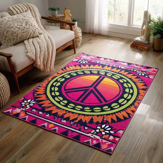 Neon Peace Mandala Area Rug NCU0XD859