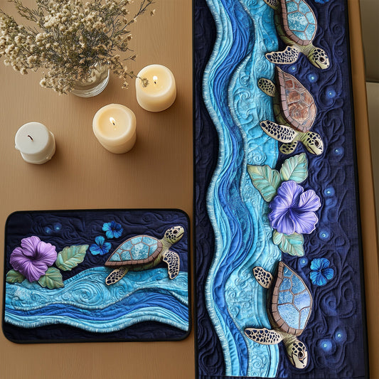 Neon Tides Quilted Table Runner and Quilted Place Mat Set NCU0PT4610