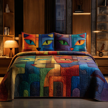 Neon Whiskers 3-Piece Quilted Bedding Set NCU0VL3182