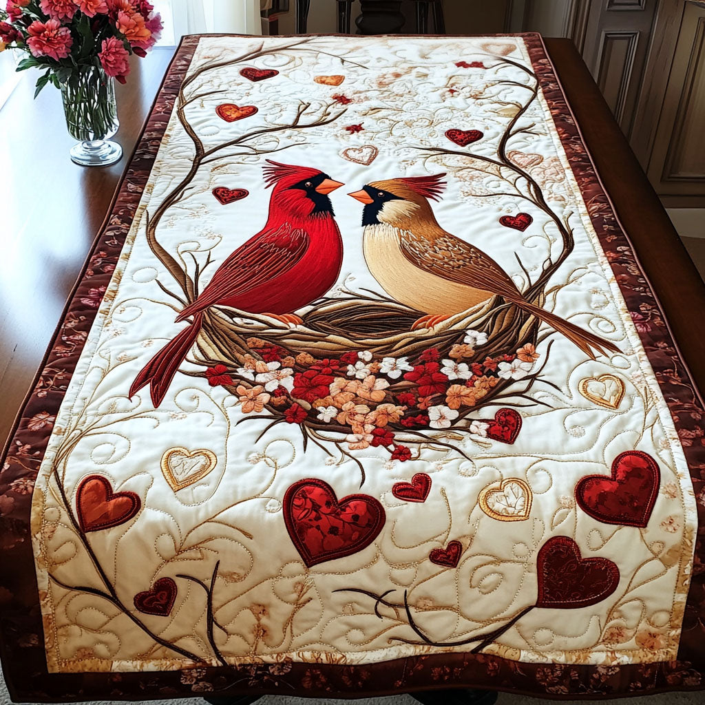 Nesting Cardinals Quilted Table Runner NCU0NT2963