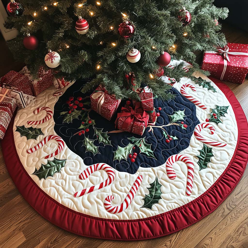 New Year Eve Christmas Quilted Tree Skirt NCU0NT11105